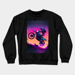 Cyber Future Dirt Bike With Neon Colors Crewneck Sweatshirt